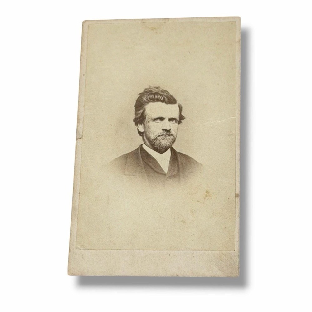 Antique Cabinet Card Photo Portrait Man Bearded Man Woodstock Illinois I213